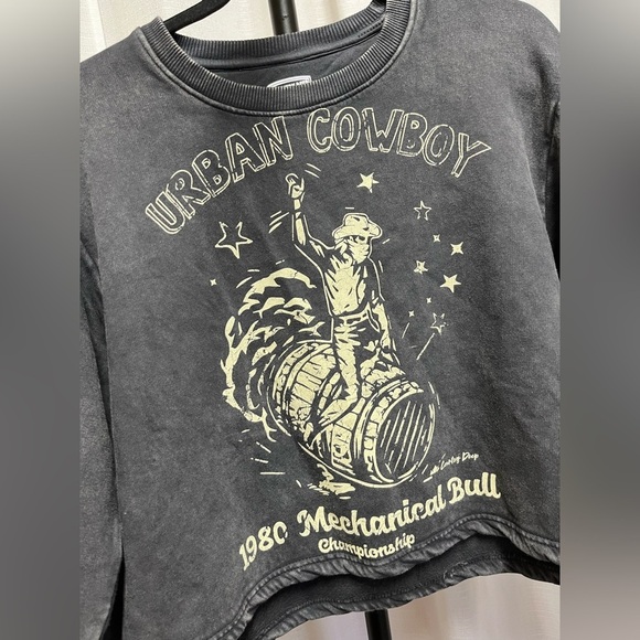 Country Deep Urban Cowboy 1980's mechanical bull rodeo long sleeve crop| medium - Picture 2 of 6